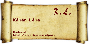 Káhán Léna névjegykártya